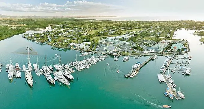 An aerial view of the Port Denarau Marina.