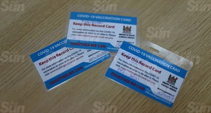Ministry of Health Covid Vaccination cards