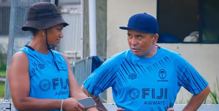 Newly appointed Fijiana sevens head coach, Richard Walker, takes charge during the their training run at Lawaqa Park, Sigatoka, on March 12, 2025. Photo: FRU Media. 
