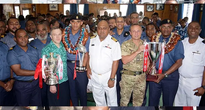 RFMF Naval Division newly promoted Able Seaman Meli Derenalagi and Chief Petty Officer Jone Niurua. Photo: Ronald Kumar.
