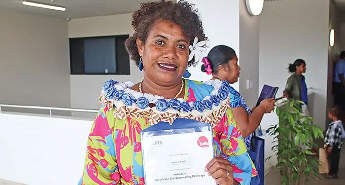 Joana Adimila with her certificate on October 9, 2024. Photo: Sosiveta Korobiau