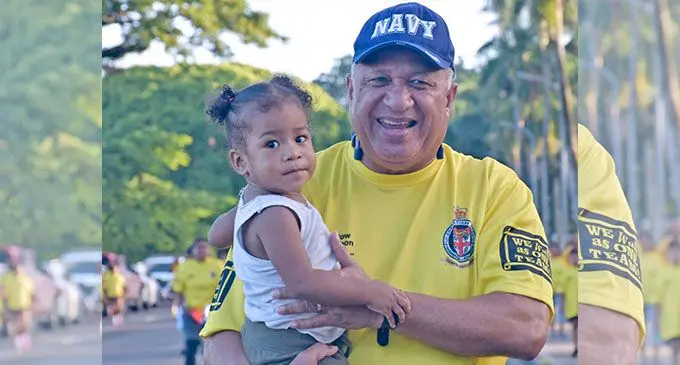 Prime Minister Voreqe Bainimarama during this morning’s Yellow Ribbon Walk in Suva. Photo: Supplied