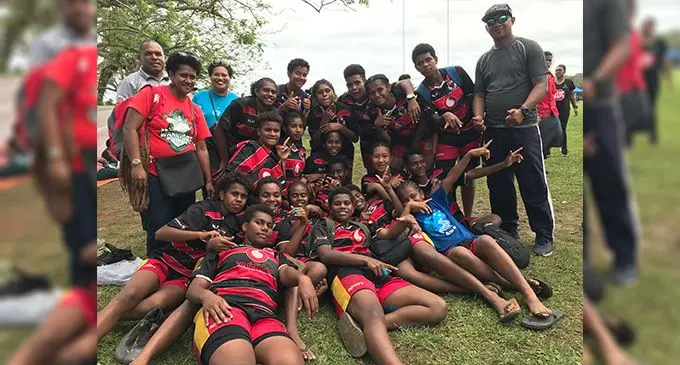 Naitasiri Secondary School Under-16 girls rugby team in Suva on August 6, 2022. Photo: Simione Haravanua