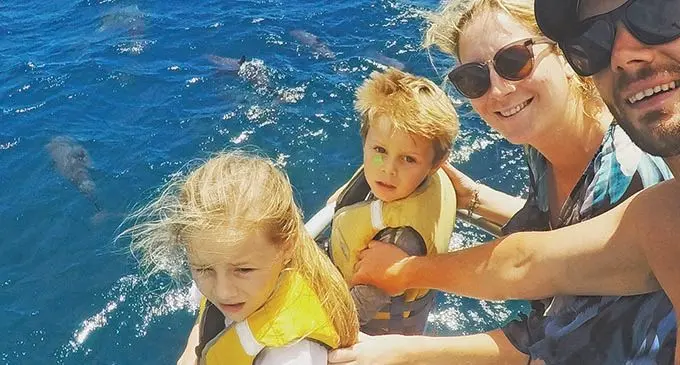 A family having enjoying the Dolphin Safari Adventure.