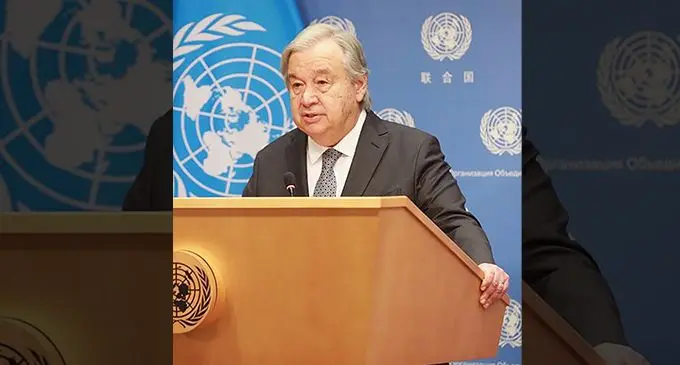 UN Secretary-General Antonio Guterres speaks at a press conference on the extension of the Black Sea Grain Initiative at the UN headquarters in New York, on May 17, 2023. Photo: Xinhua