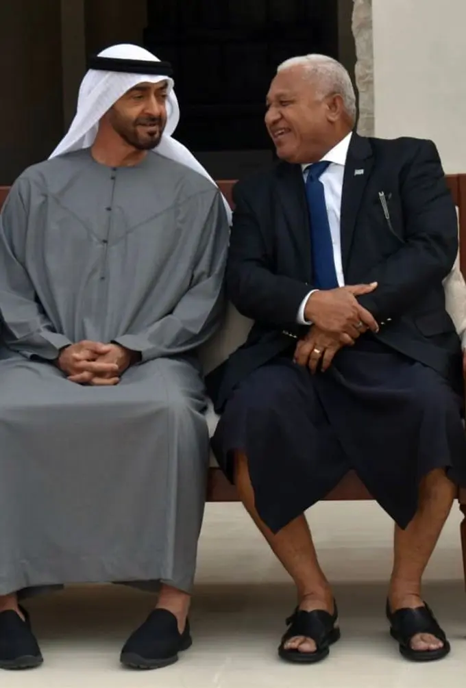 Prime Minister Voreqe Bainimarama (right) with Crown Prince Sheikh Mohammed bin Zayed Al Nahyan. Photo: Office of the Prime Minister