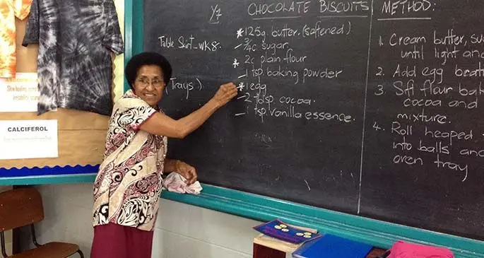 Arieta Tora in her International Secondary School Food Technology classroom.