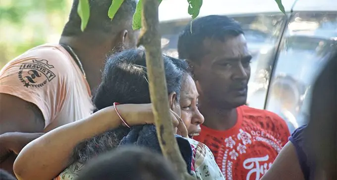 Ben Wati’s surviving daughter, Saras Wati, being consoled by family members on March 16, 2019. Photo: Waisea Nasokia