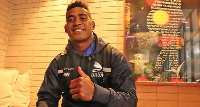 Our No.11 ...Swire Shipping Fijian Drua utility back Tuidraki Samusamuvodre at the Haytt Centric Melbourne Hotel in Australia on March 3,2023. Samusamuvodre plays on the wing in tonight’s Shop N Save Super Rugby Pacific clash against the Waratahs. Photo.Fijian Drua