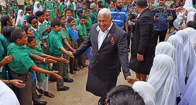 Prime Minister Frank Bainimarama during a school visit in the western division.