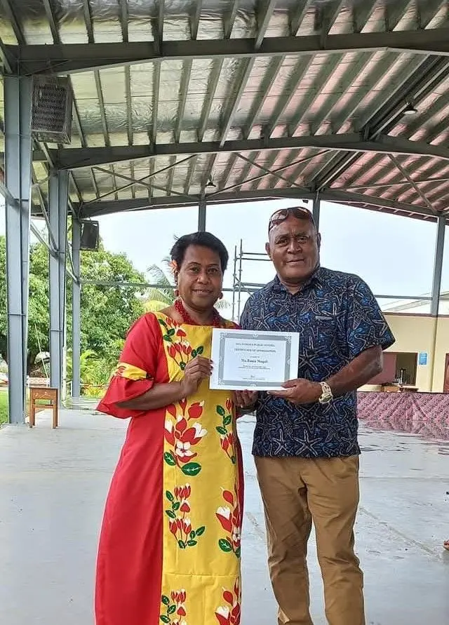 Teacher Bania Naqoli with the late Manoa Uqeuqe at Namaka public School.