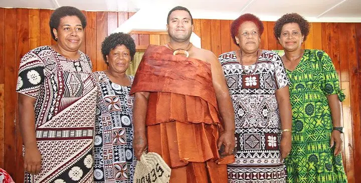 Newly-installed Turaga na Vunivalu of the vanua o Korolevu Ratu Tevita Mara Latianara is being prepared by the women of Serua before the traditional installation on Serua Island. Photo: Ministry of iTaukei Affairs