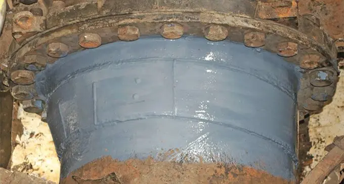 The repaired leakage on the high-pressure pipeline at Batiri along the Vaturu-Nagado access. Photo: Water Authority of Fiji
