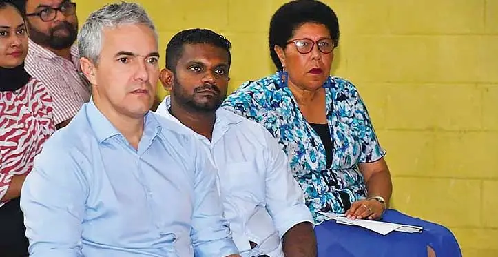 Mereseini Baleilevuka (seated far right) during public consultation to review the Immigration Act 2003. Photo: DEPTFO