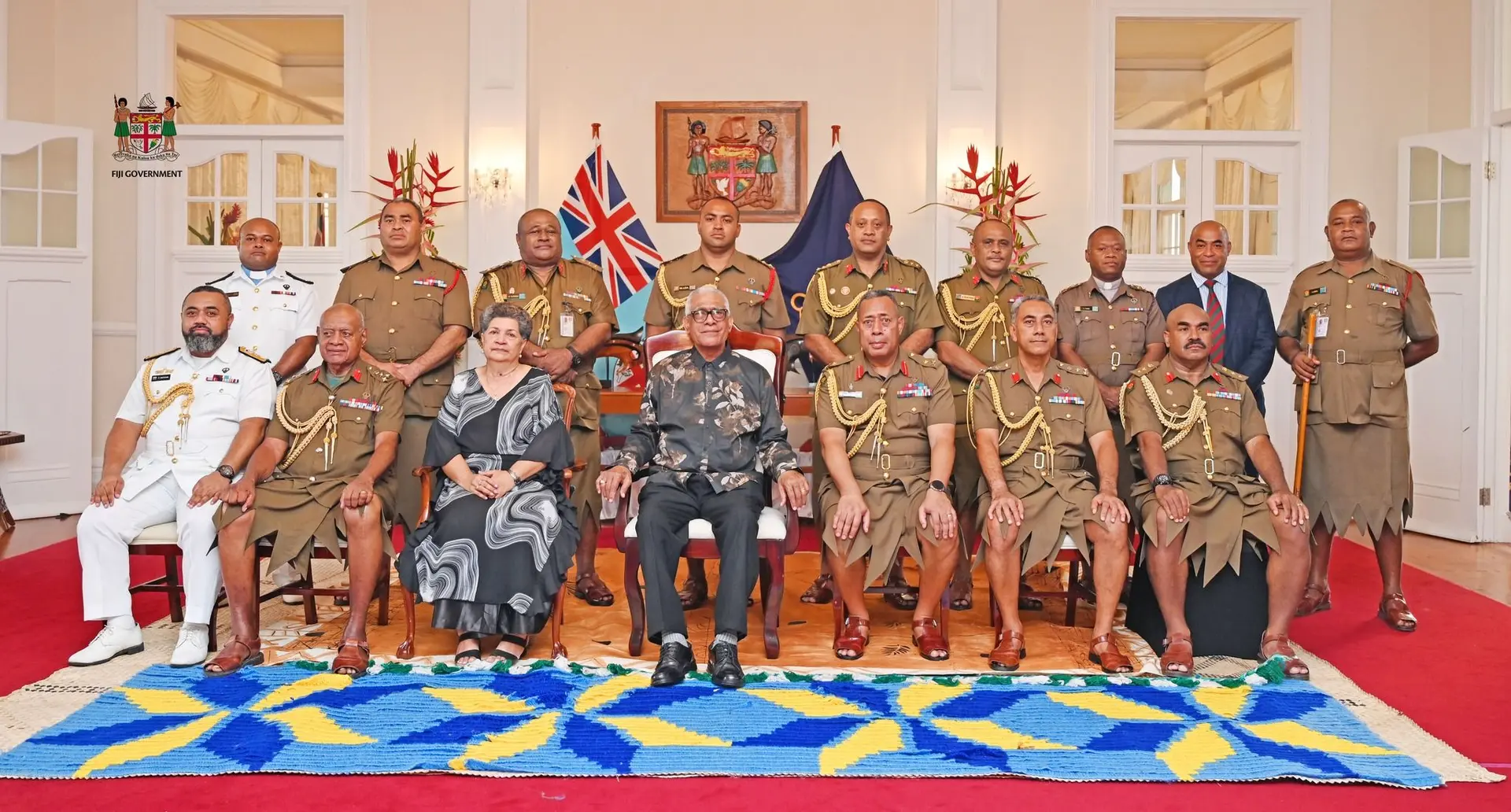 President Ratu Naiqama Lalabalavu with senior officers of the Republic of the Fiji Military Forces on December 23, 2025.
