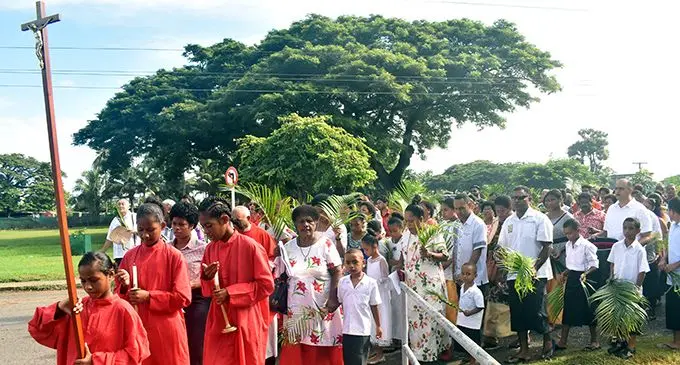Saint Michaels Parish church members celebrating Palm sunday in Nadi on April 14, 2019. Photo: Mereleki Nai