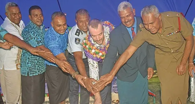 Pacific Community (SPC), Director, Geoscience, Energy, and Maritime (GEM) Division, Andrew Jones (wearing garland), with various stakeholders at the celebration of World Meteorological Day in Nadi on March 23, 2021.  Photo: Waisea Nasokia