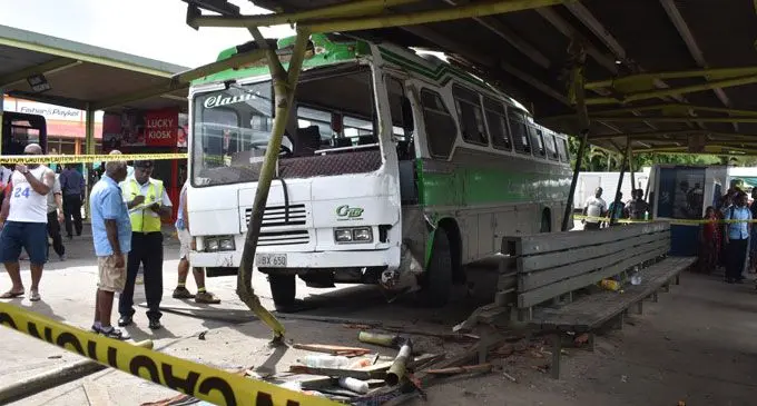 The accident scene at the Nadi bus stop. Photo: Waisea Nasokia.