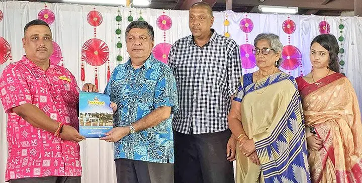 From left: Sabha national president Dhirendra Nand, Minister for Multi Ethnic Affairs and Sugar Charan Jeath Singh, Trustee Ronil Sen, Shanti Sharma, executive director Shayal Tiwari. Photo: Waisea Nasokia