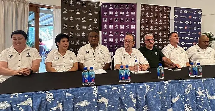 Fij Rugby Union Talanoa session at Novotel hotel on November 4, 2011. (From L-R) FRU Head of Women HPU Alana Thomas, Trustee Jenny Seeto, FRU National Operations Manager Sale Sorovaki, FRU Acting Board Chairman Peter Mazey, World Rugby Representative Bruce Cook, FRU General Manager HPU B-J Mather and Interim Administrator Simione Valenitabua. Photo: Sereana Salalo