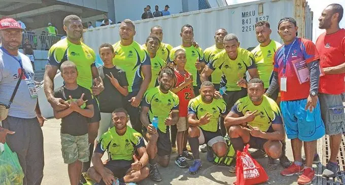 Samurai Navatuvula Sharks rugby 7s team and officials at the ANZ Stadium during the 44th Marist Fiji Bitter Marist 7s on September 25, 2020. Photo: Simione Haravanua