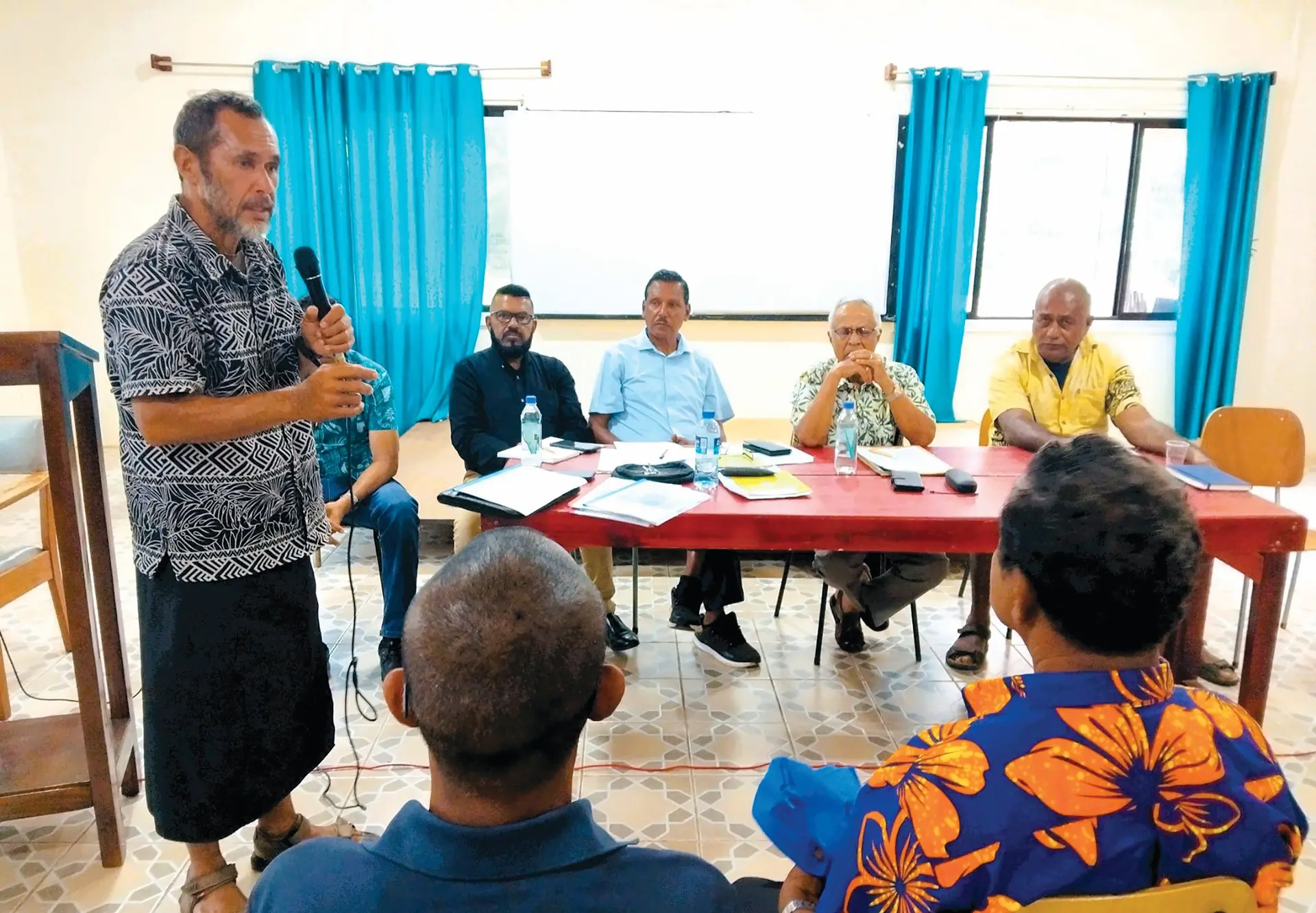 Fiji Labour Party’s (FLP) newest member, Aisake Galodamu, speaks to party members during the FLP Labasa/North branch meeting on February 14, 2026. 