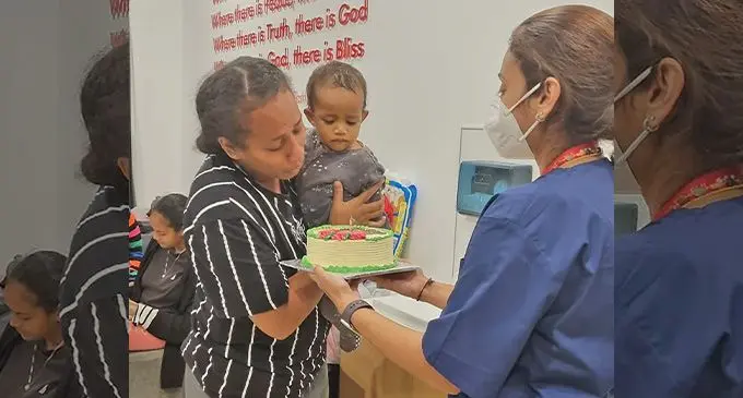 Setaita Ramarama and her one-year-old daughter Esther Hazel after her successful open heart surgery at the Sri Sathya Sai Sanjeevani Children’s Heart Hospital in Suva on August 5, 2022. Photo: Supplied by Setaita Ramarama