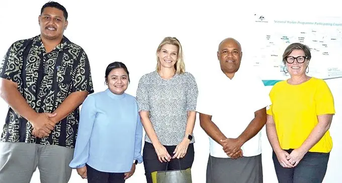 Permanent Secretary for Employment, Productivity and Industrial Relations, Osea Cawaru with representatives from Harvey Meats to recruit locals for jobs in Australia. 
