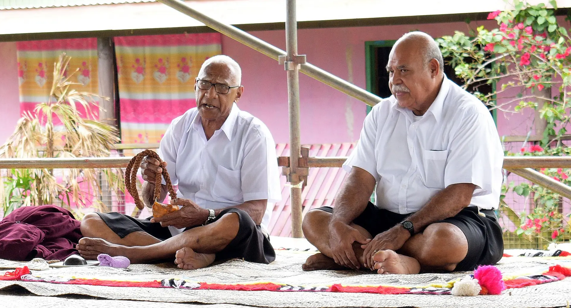 Roko Tui Namata Ratu Paula Halaiwalu (left) and Taukei Nauwa,Ratu Vereniki Seniloli during Adi Litia Cakobau's reguregu at Raralevu, Nausori on October 16, 2019. Photo: Ronald Kumar.