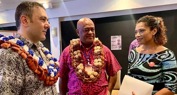 (From left) International Labour Organisation Director Matin Karimli, Fiji Trades Union Congress National President Daniel Urai and Opposition Whip and member Lynda Tabuya at the 48th Biennial Delegates Conference at Holiday Inn, Suva on August 29, 2020.  Photo: Fonua Talei