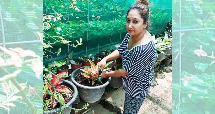 Reena Nandani at her garden in Korowiri, Labasa.