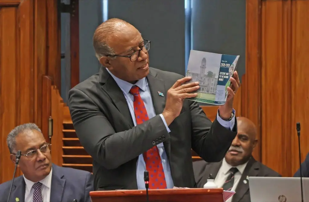 Minister for Public Works, Transport and Meteorological Services Ro Filipe in Parliament on March 12, 2026.