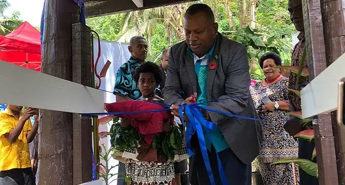 Minister for Rural and Maritime Development, Inia Seruiratu, with stakeholders and villagers upon the opening of the reconstructed foot bridge at Nadaro, Tailevu, on October 28, 2022.