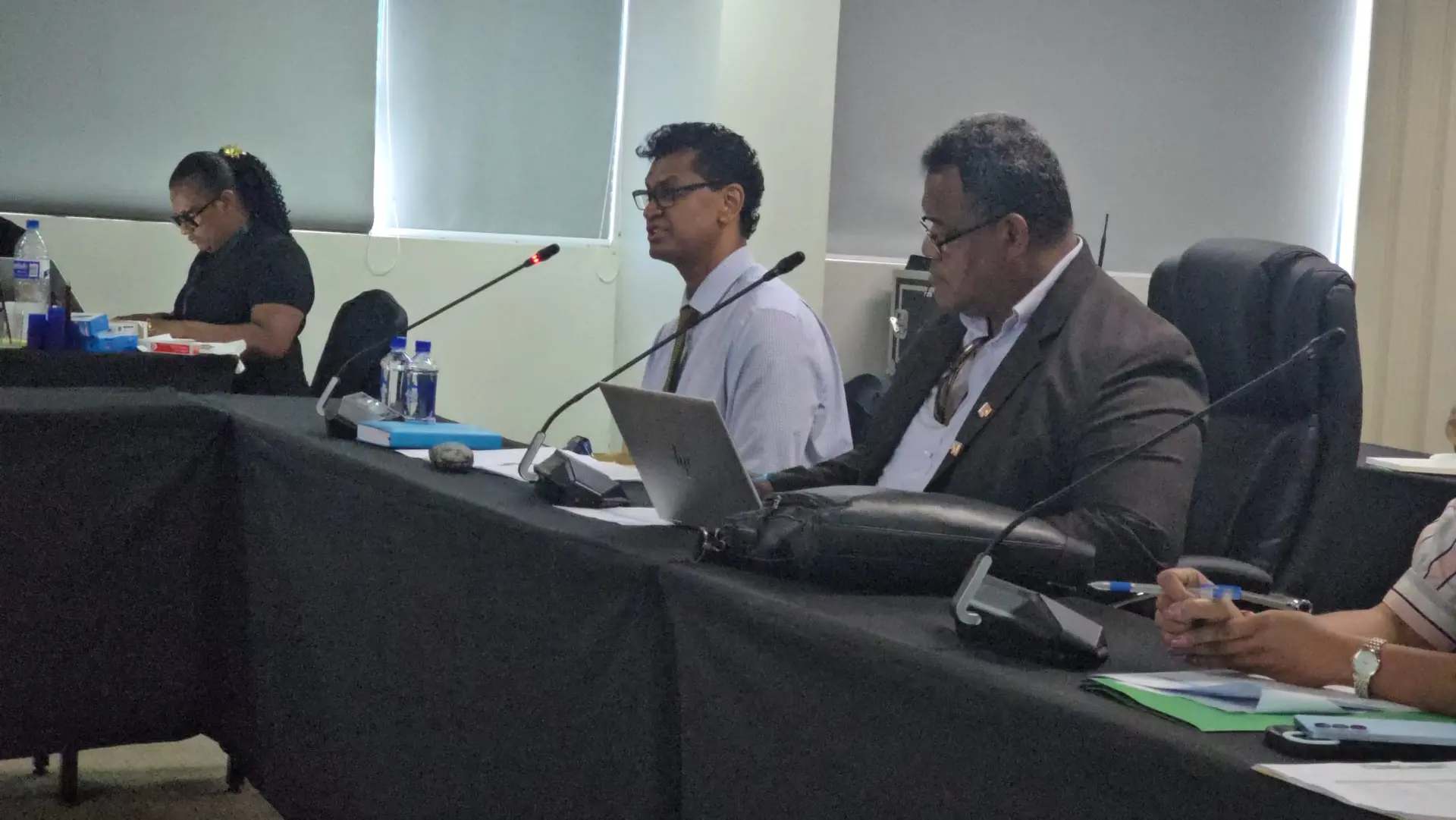 Ministry of Education permanent secretary Navin Raj Shayam (middle), speaking during the Constitutional Review Commission hearing on April 14, 2026.