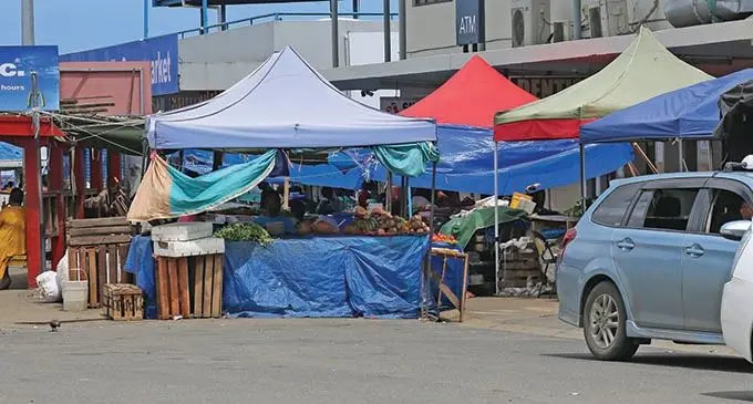 The scene at Nabua outside a supermarket on October 13, 2019. Photo: Shalveen Chand