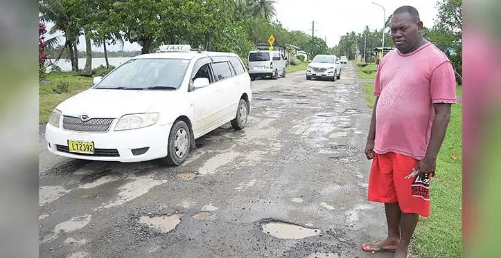 Naselai, Rewa villager, Aisake Taqiri is concerned with the poor road condition along their village on November 15, 2023. Photo: Ronald Kumar