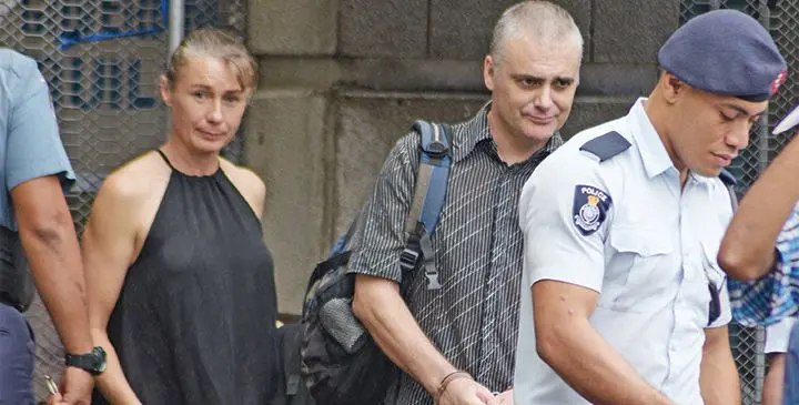 From left, Yvette Nikolic and John Nikolic outside the High Court in Suva on January 30, 2019. Photo: Ronald Kumar