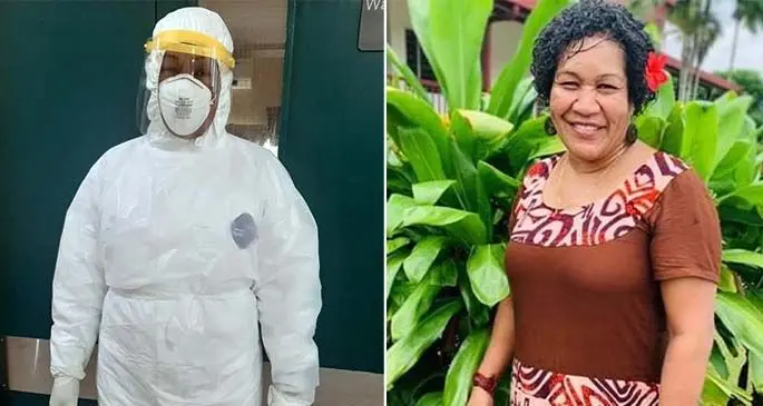 Ilisapeci Buli (left) all suited up and in her everyday attire (right).