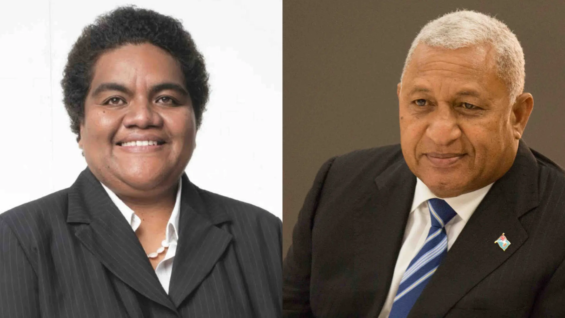 One Nation party president Roko Tupou Takaiwai Senirewa Draunidalo and former Prime Minister Voreqe Bainimarama.