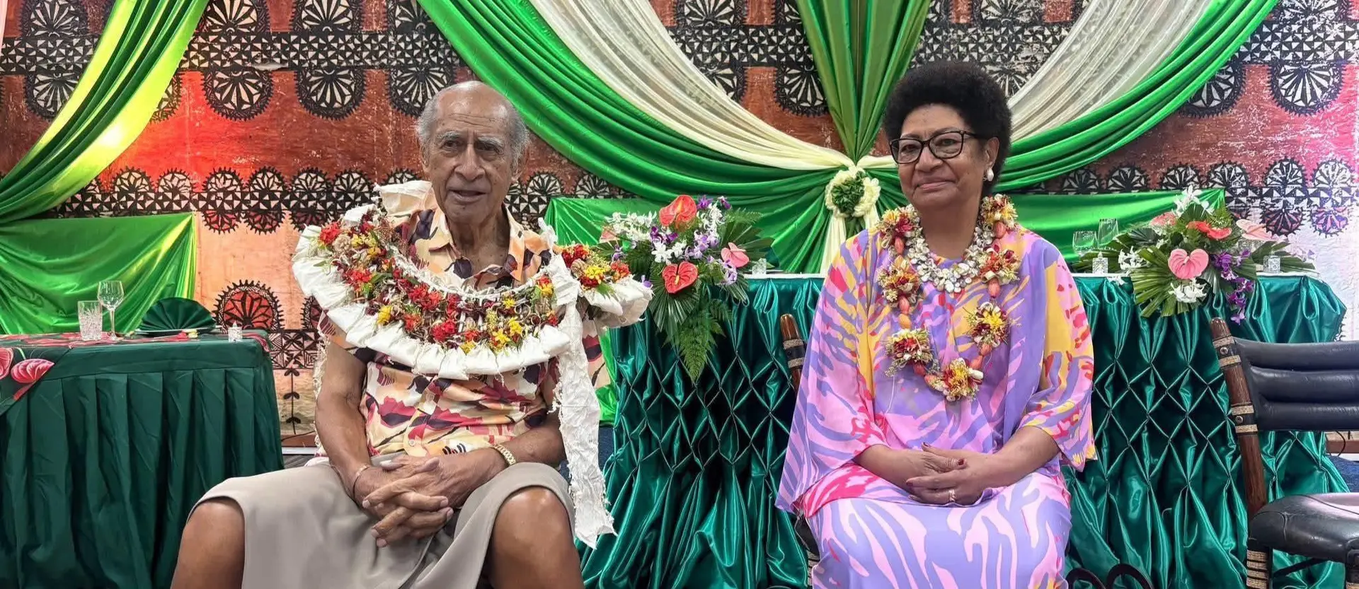 Na Turaga Taukei Naisogolaca Ratu Epeli Nailatikau with na Gone Marama Bale na Roko Tui Dreketi Ro Teimumu Kepa in December 2025.