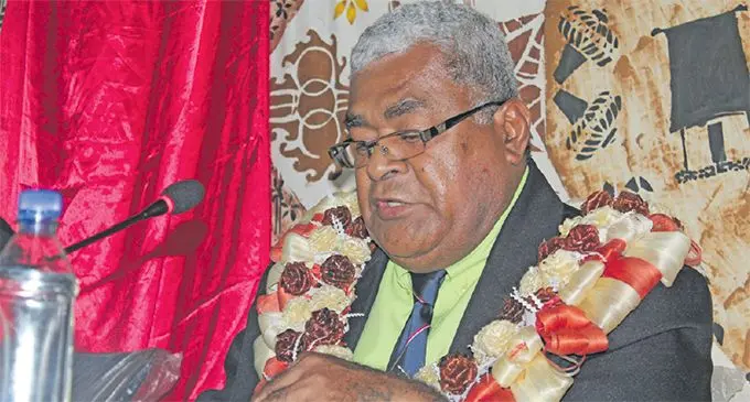 Deputy secretary of the Ministry of iTaukei Affairs Saimoni Waibuta during the Naitasiri Provincial meeting at the Matailobau village hall on May 16, 2019. Photo: Simione Haravanua