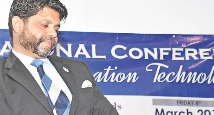 Attorney-General and Minister for Communications Aiyaz Sayed-Khaiyum tries out the newly-launched mySkills App at the Pearl Resort on March 8, 2019