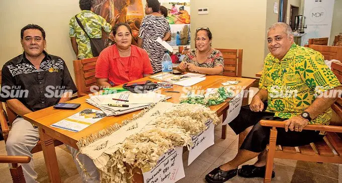 Participants during the Resource Owners Enterprise Training (from left) Robert Mario, Mareta Fasaitu, Lucie Managreve and Alfred Wiliame at the iTaukei Trust Fund Board complex in Draiba, Suva on May, 6, 2022. Photo: Leon Lord