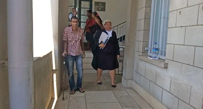 Samuel Naicker outside the High Court in Suva, with his lawyer from the Legal Aid Commission. Photo: Ashna Kumar