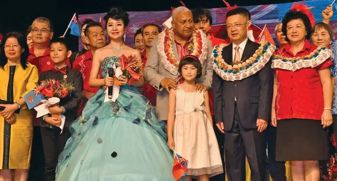 Prime Minister Voreqe Bainimarama with Chinese Ambassador to Fiji Qian Bo, special guests and a Chinese cultural group during the 70th Anniversary of the Founding of the People’s Republic of China celebrations at the Suva Civic Centre on September 8, 2019