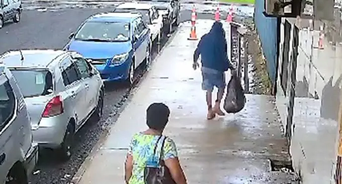 Screenshots of the video where a man was identified indulging in the illegal dumping of rubbish in a public space in Labasa Town this week.
