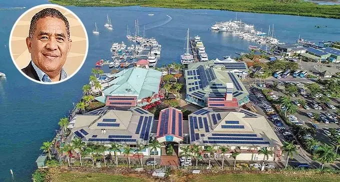 Port Denarau Marina. Inset photo: Incoming Fijian Holdings Limited chairman Rokoseru Nabalarua