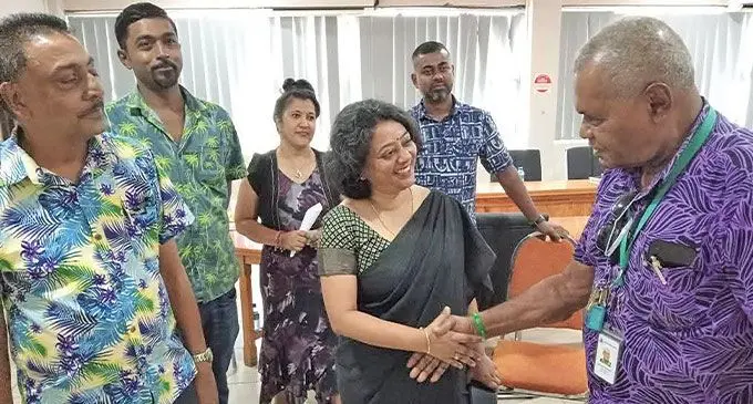 Minister Shashi Kiran with the Nadi Chambers of Commerce and the Nadi Town Council executives at the Nadi Town Council Chambers.