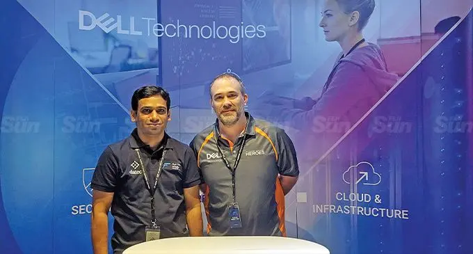 Dell Technologies partner presales engineer in New Zealand, Antony Nicholson (right) alongside Datec head of technology solutions, Sagar Patel at the final day of the Fiji Tech Summit 2022 at the Intercontinental Fiji Golf Resort and Spa in Natadola on November 4, 2022. Photo: Nicolette Chambers
