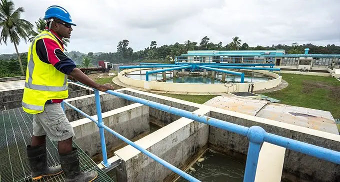 Staff on a routine check around the Waila Water Treatment Plant.